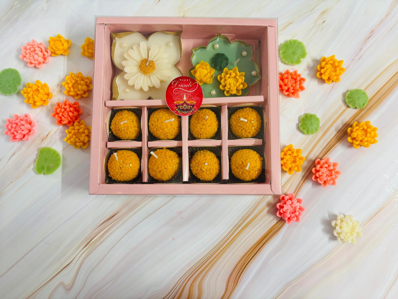 Diwali Decorative Candles Scented Mithai Sweets Shaped Wax Candles - for Festive Diwali Gifting and Home Decoration